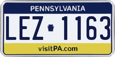PA license plate LEZ1163