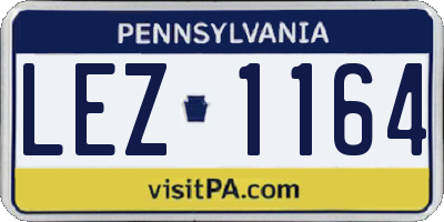 PA license plate LEZ1164