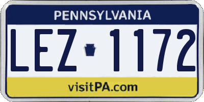 PA license plate LEZ1172