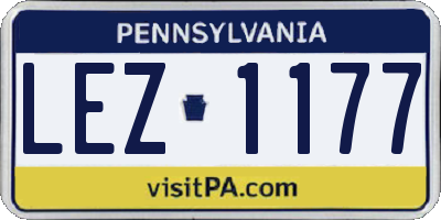 PA license plate LEZ1177