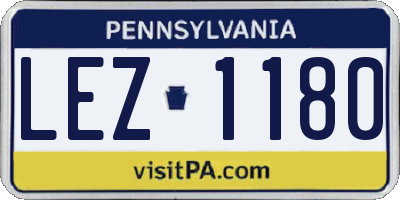 PA license plate LEZ1180