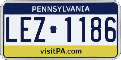 PA license plate LEZ1186