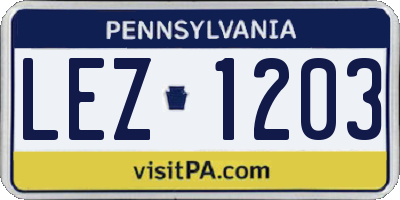 PA license plate LEZ1203