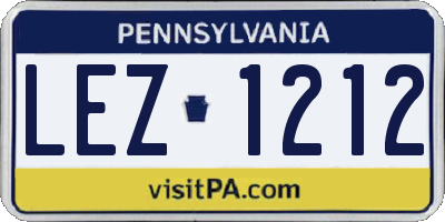 PA license plate LEZ1212