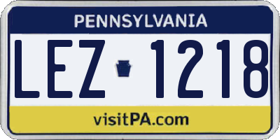 PA license plate LEZ1218