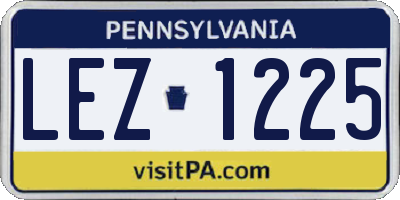 PA license plate LEZ1225