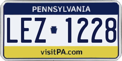 PA license plate LEZ1228