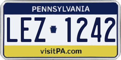 PA license plate LEZ1242