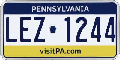 PA license plate LEZ1244