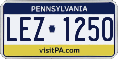 PA license plate LEZ1250