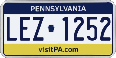 PA license plate LEZ1252
