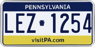 PA license plate LEZ1254