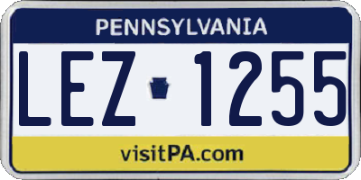 PA license plate LEZ1255