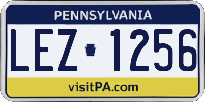 PA license plate LEZ1256
