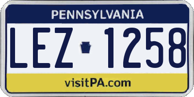 PA license plate LEZ1258