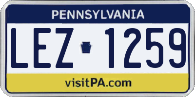 PA license plate LEZ1259