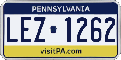 PA license plate LEZ1262