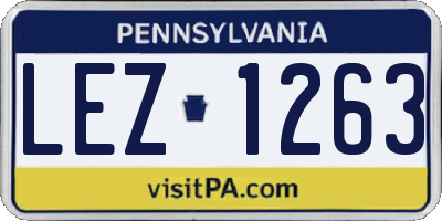 PA license plate LEZ1263