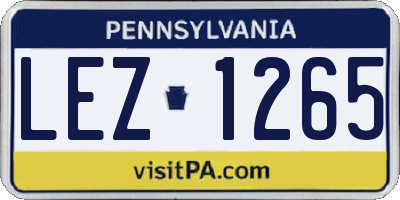 PA license plate LEZ1265