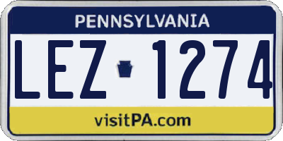 PA license plate LEZ1274