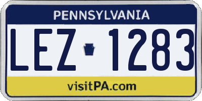 PA license plate LEZ1283
