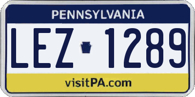 PA license plate LEZ1289