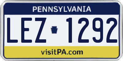 PA license plate LEZ1292