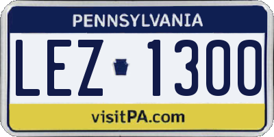 PA license plate LEZ1300
