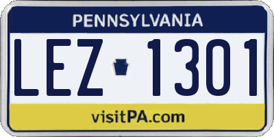PA license plate LEZ1301