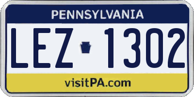 PA license plate LEZ1302