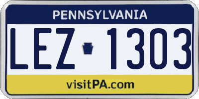 PA license plate LEZ1303