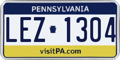 PA license plate LEZ1304