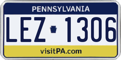 PA license plate LEZ1306