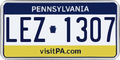 PA license plate LEZ1307