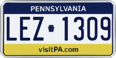 PA license plate LEZ1309