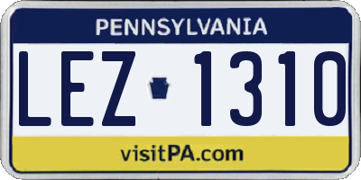 PA license plate LEZ1310