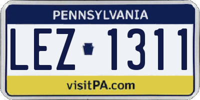 PA license plate LEZ1311