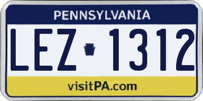 PA license plate LEZ1312