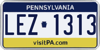 PA license plate LEZ1313