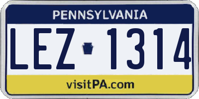 PA license plate LEZ1314