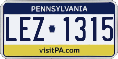 PA license plate LEZ1315