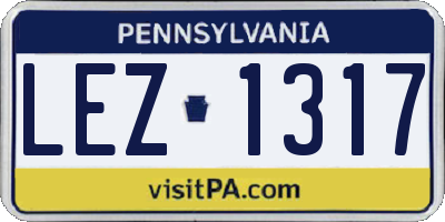PA license plate LEZ1317