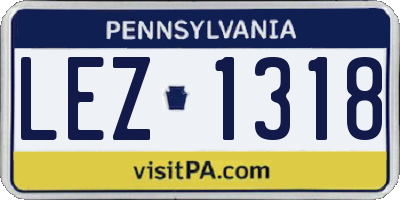 PA license plate LEZ1318