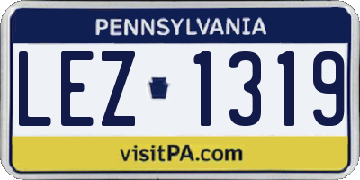 PA license plate LEZ1319