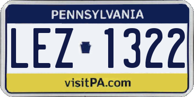 PA license plate LEZ1322
