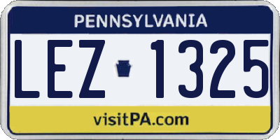 PA license plate LEZ1325