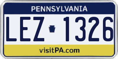 PA license plate LEZ1326