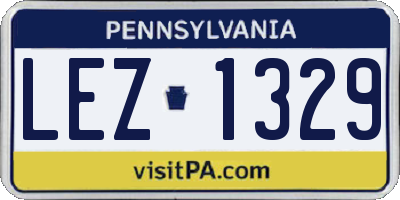 PA license plate LEZ1329