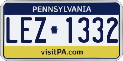 PA license plate LEZ1332