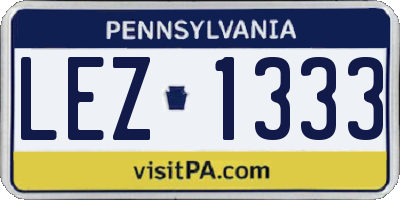 PA license plate LEZ1333